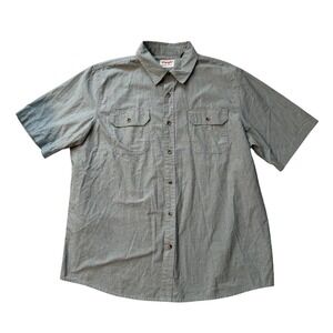 Wrangler Authentics Mens XL Short Sleeve‎ Button Up Shirt Green Casual Travel
